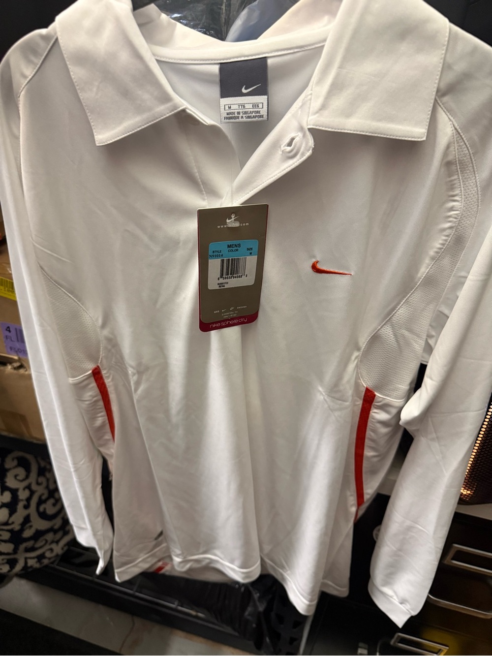 Nike White Polo Shirt with Orange Swoosh